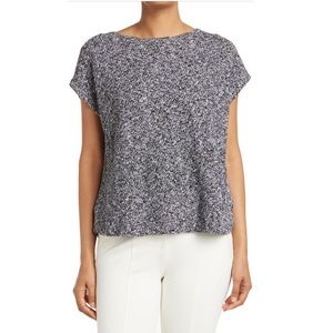 Eileen Fisher Bateau Neck Marled Knit Linen Top